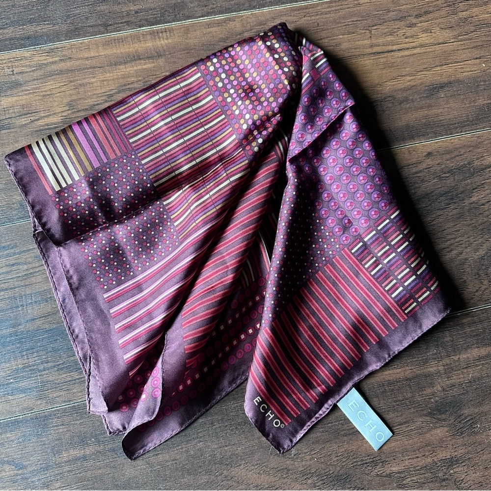 Echo Silk Geometric Print Scarf